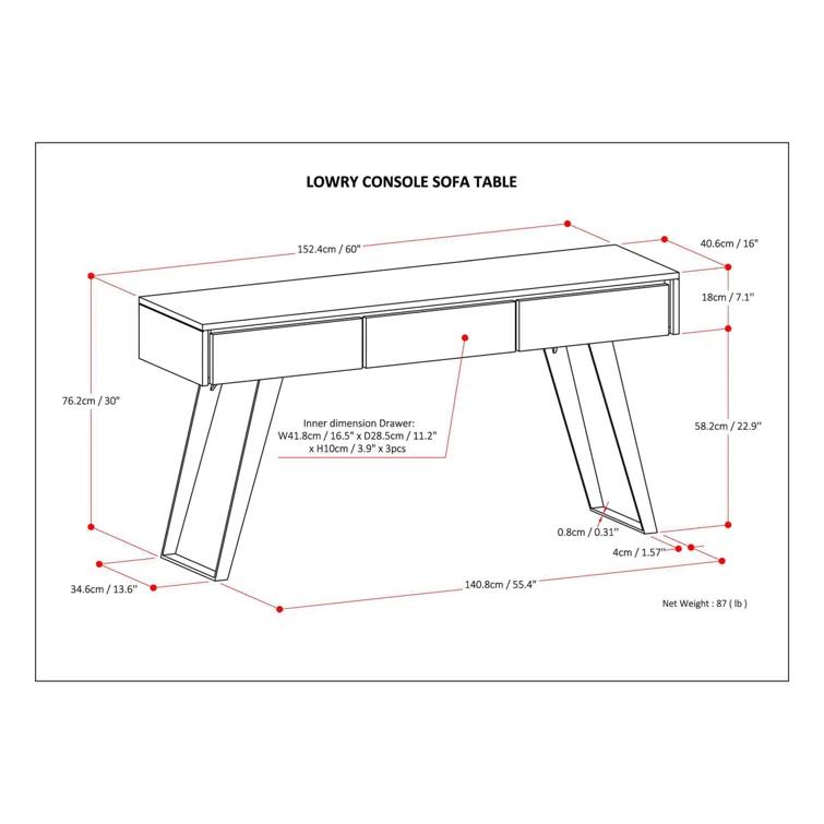 Lowry 60'' Solid Wood Top Console Table