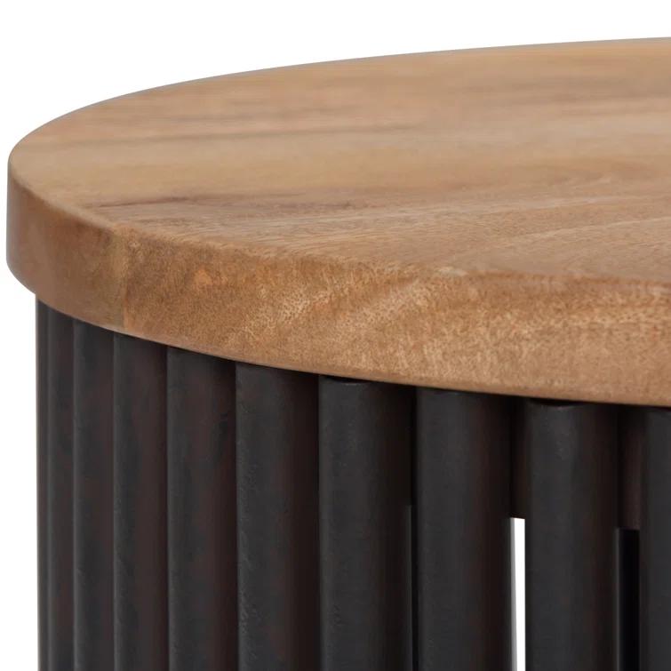 Lora Solid Wood Drum End Table