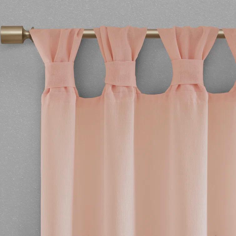 Madison Park Rosette Floral Embellished Cuff Tab Top Solid Curtain Panel
