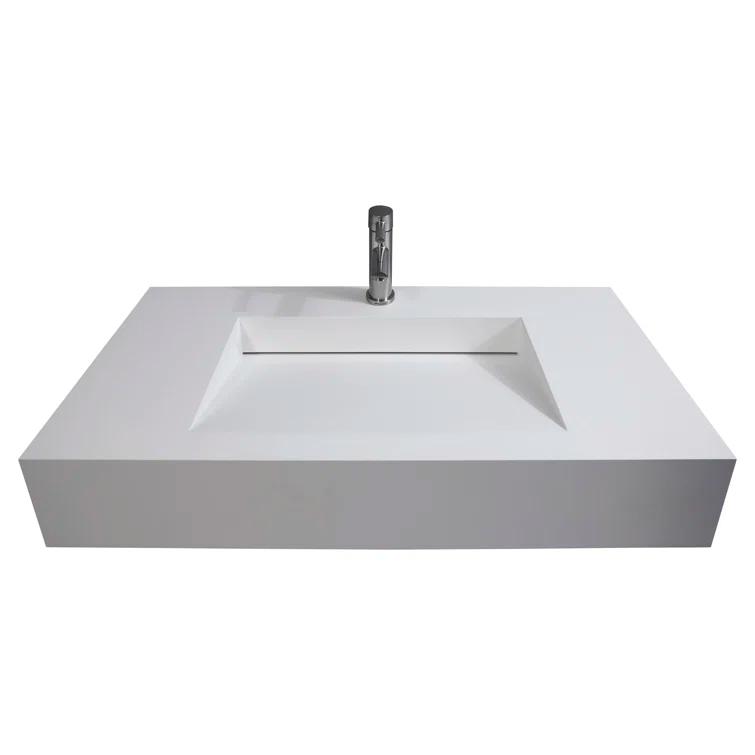 CastelloUSA Pyramid 36" Rectangular Wall Mount Solid Surface Bathroom Sink CB-GM-2053