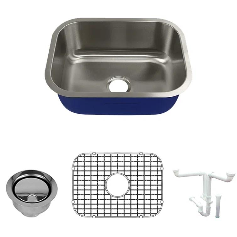 Transolid K-MUSB23189 Meridian 23.12'' L Undermount Single Bowl Stainless Steel Kitchen Sink