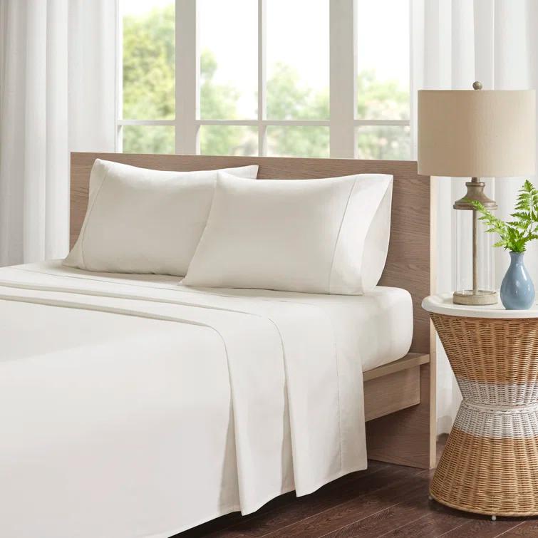 Madison Park Peached Percale 200 Thread Count Relaxed Cotton Percale Sheet Set