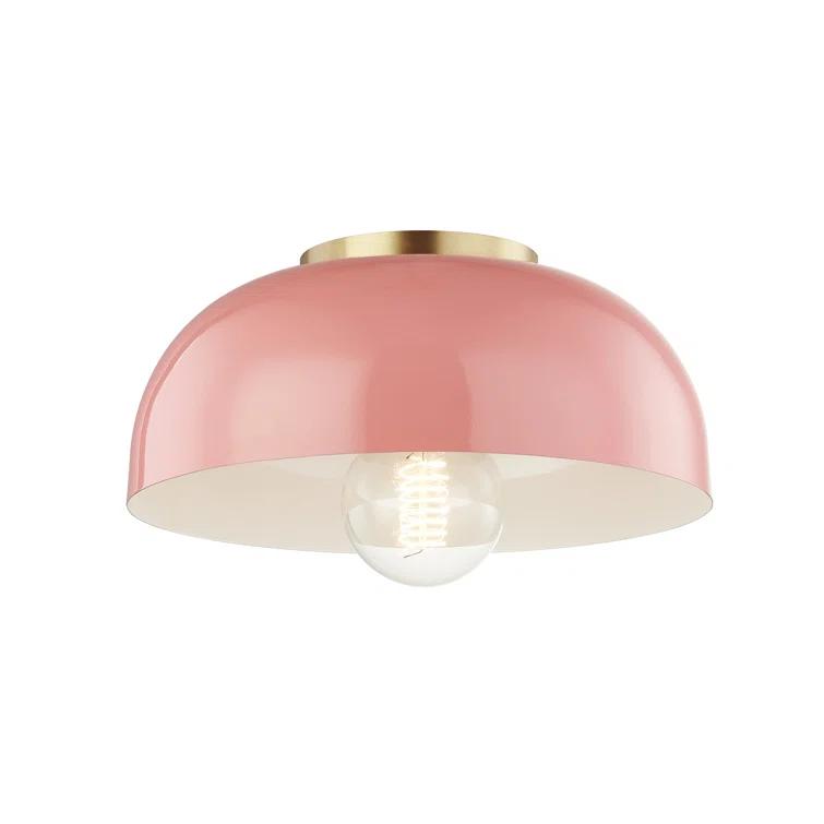 Dea Semi-Flush Mount Light - Aged Brass and Pink / Small