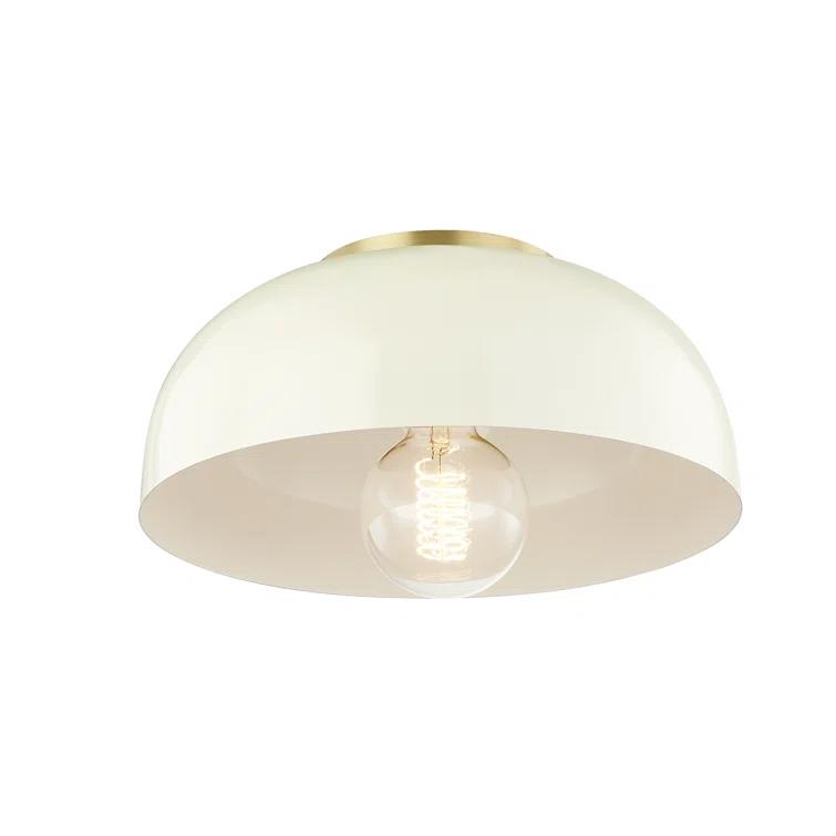 Dea Semi-Flush Mount Light - Aged Brass and Cream / Small