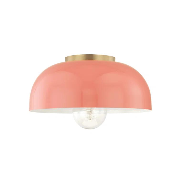 Dea Semi-Flush Mount Light - Aged Brass and Pink / Small