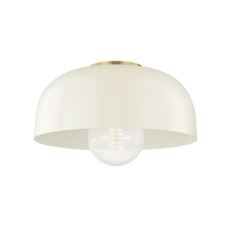 Dea Semi-Flush Mount Light - Aged Brass and Cream / Small