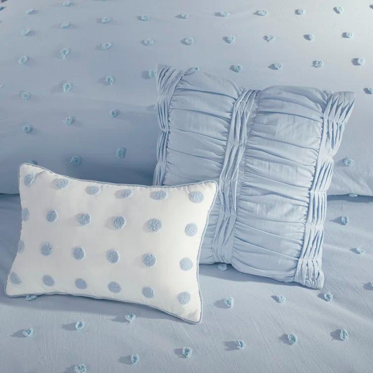 Intelligent Design Brooklyn Cotton Jacquard Comforter Set with Euro Shams and Throw Pillows