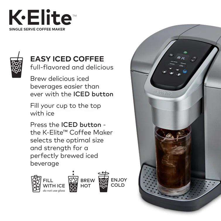Keurig K-Elite Single-Serve K-Cup Pod Coffee Maker with Iced Coffee Setting and Strength Control