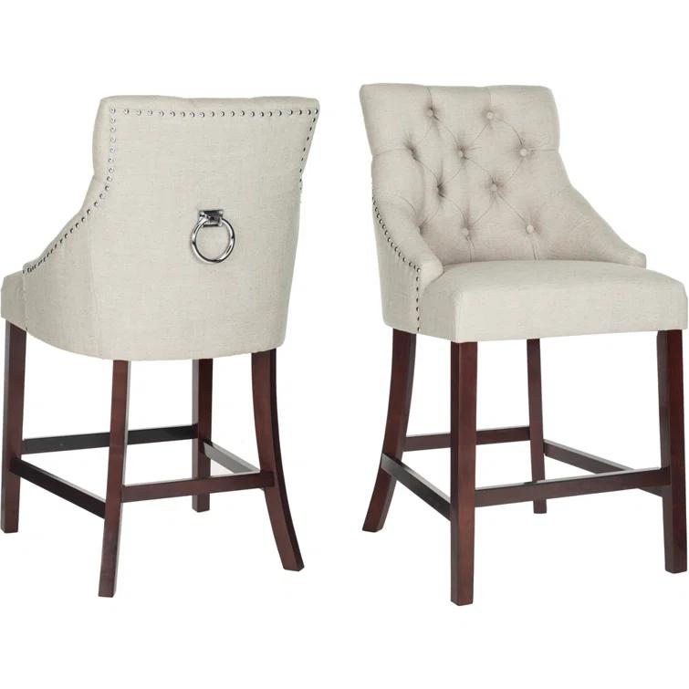 Rosdorf Park Balyon Upholstered Counter Stool with Solid Wood Frame (Set of 2)