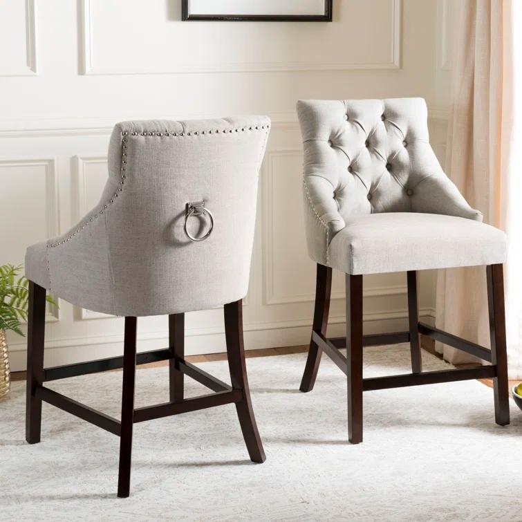 Rosdorf Park Balyon Upholstered Counter Stool with Solid Wood Frame (Set of 2)