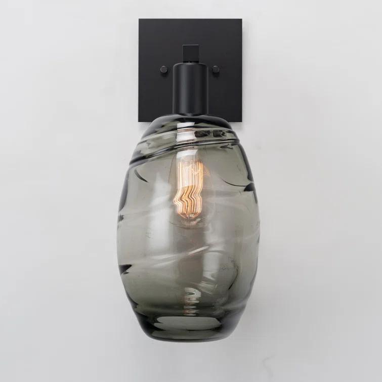 Matte Black Hand-Blown Glass Wall Sconce