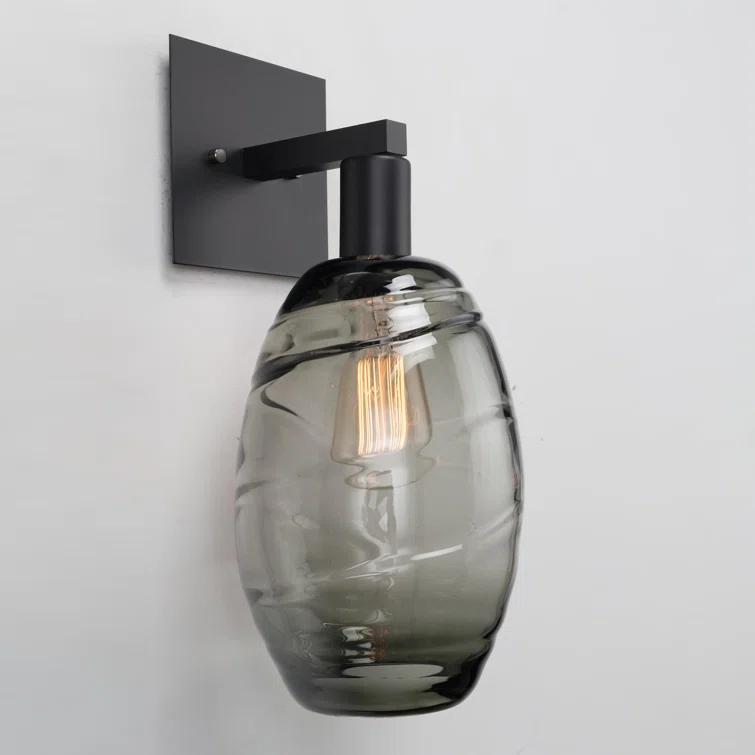 Matte Black Hand-Blown Glass Wall Sconce