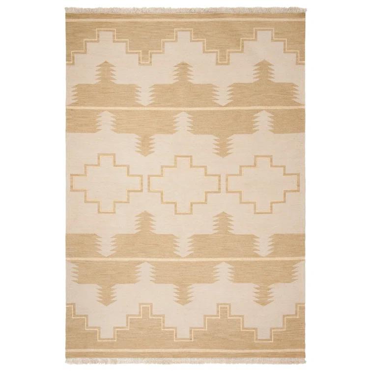 Desert Cream Hand-Knotted Wool & Cotton 4' x 6' Reversible Rug