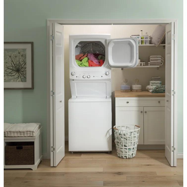 GE Appliances 3.8 cu. ft. Washer and 5.9 cu. ft. Electric Dryer Laundry Center GUD27ESSMWW