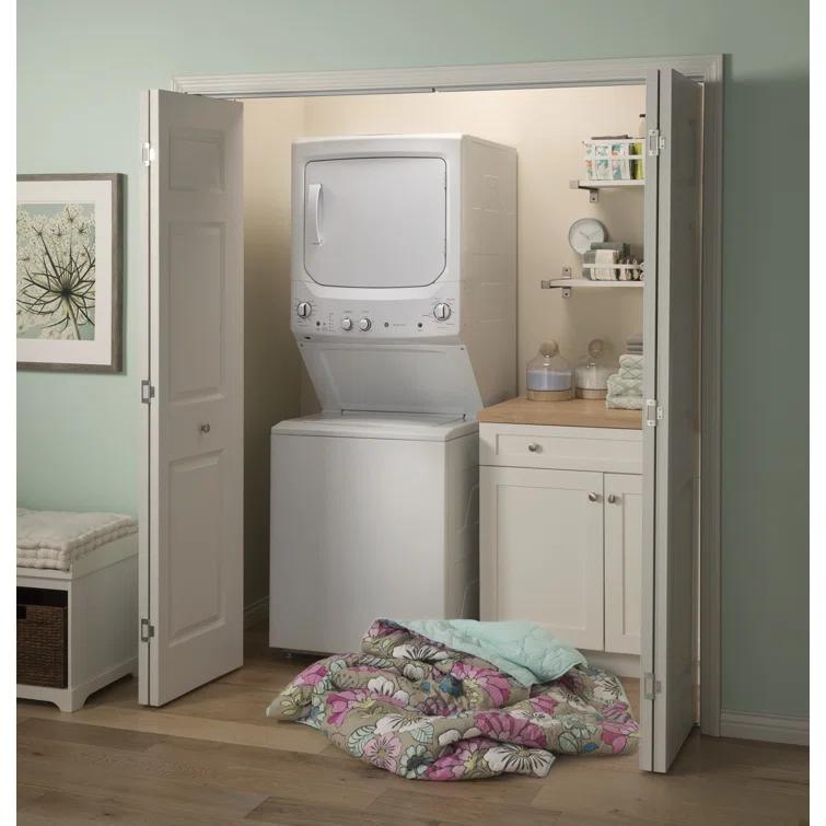 GE Appliances 3.8 cu. ft. Washer and 5.9 cu. ft. Electric Dryer Laundry Center GUD27ESSMWW