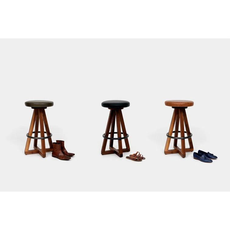 X3 Swivel Upholstered Counter Stool with Solid Wood Frame
