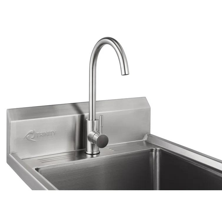 TRINITY EcoStorage 21.5 in. W x 49.3 in. H x 24 in. D NSF Stainless Steel Utility Sink w/ Faucet