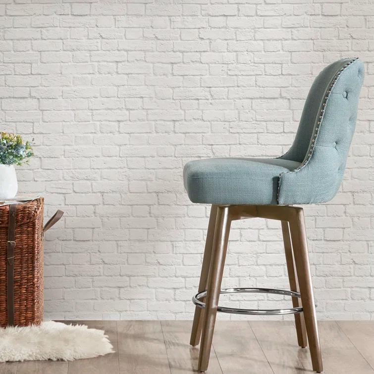 Philippa Button Tufted Stool with Swivel Seat