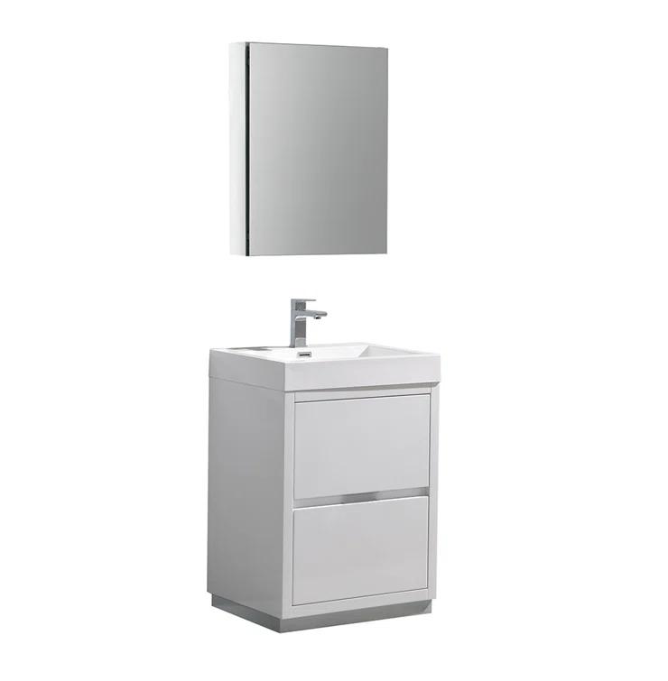 Fresca Valencia 24" Freestanding Single Sink Bathroom Vanity Set w/ Medicine Cabinet (Faucet Not Included)