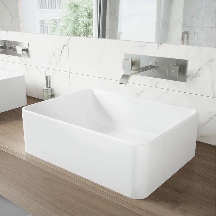 Titus 3" H Two Handle WaterSense Wall Mount Bathroom Faucet