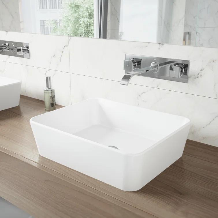 Titus 3" H Two Handle WaterSense Wall Mount Bathroom Faucet