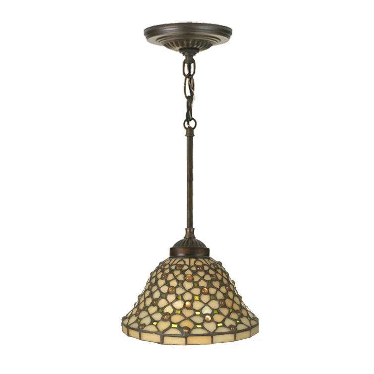 Deco Tiffany Gothic Mini Pendant Bronze & Glass Indoor/Outdoor Light