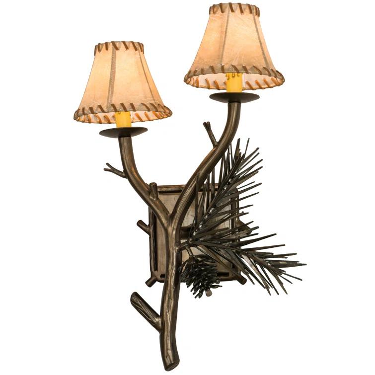 Rustic Lodge Steel Candle Wall Light