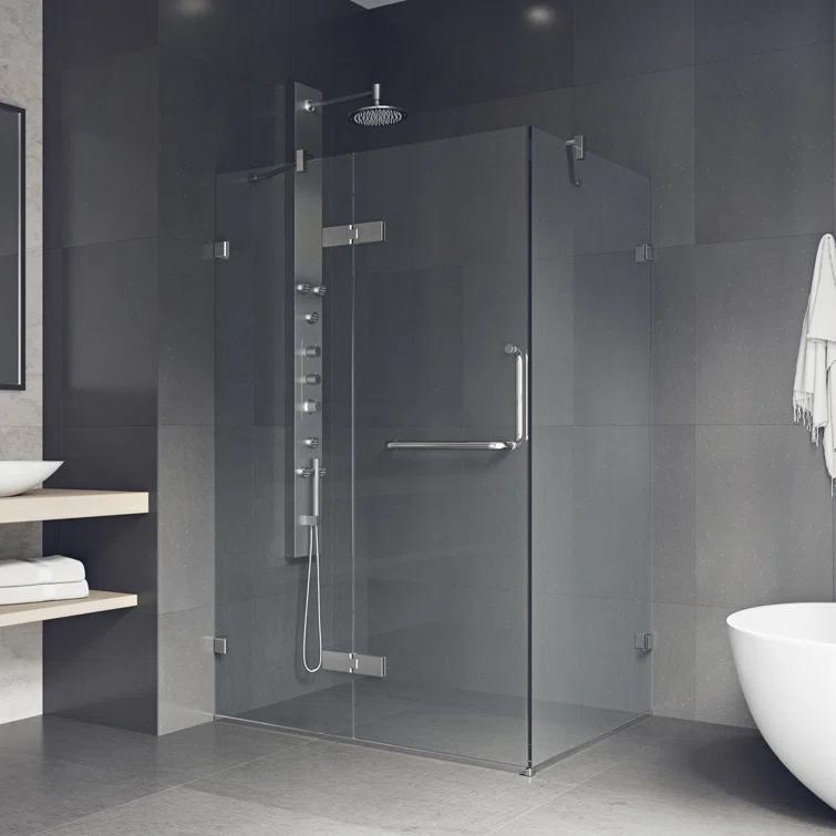 VIGO Monteray 46" W x 30" D x 73" H Hinged Frameless Shower Enclosure with 3/8  Clear Glass VG6011CHCL48