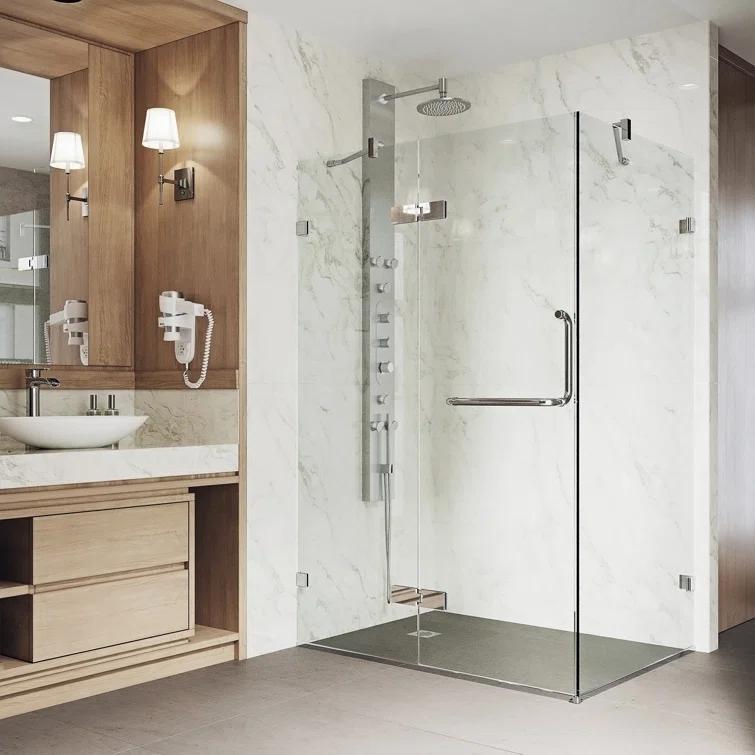 VIGO Monteray 46" W x 30" D x 73" H Hinged Frameless Shower Enclosure with 3/8  Clear Glass VG6011CHCL48