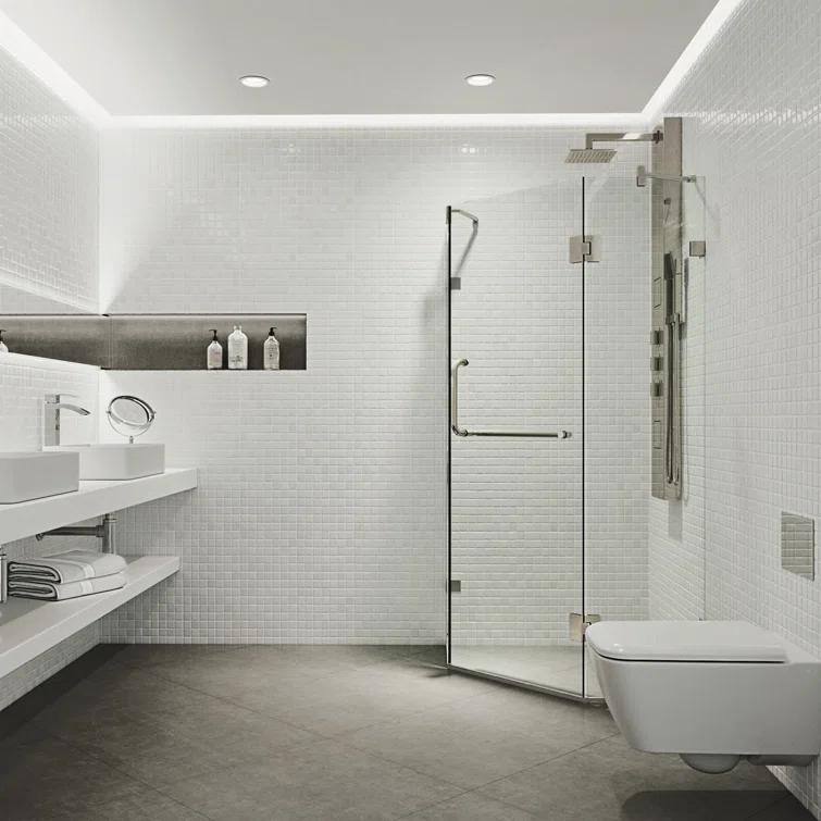 Piedmont 36" W x 36" D x 73" H Hinged Frameless Shower Enclosure with 3/8Clear Glass