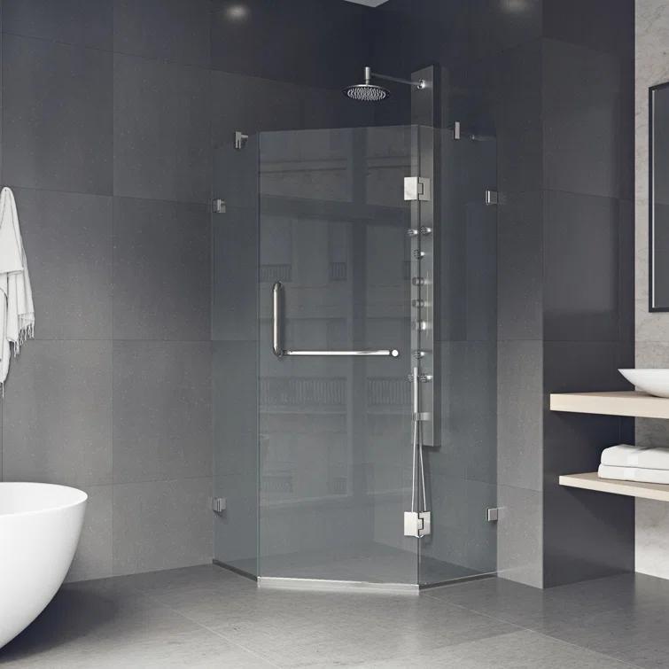 Piedmont 36" W x 36" D x 73" H Hinged Frameless Shower Enclosure with 3/8Clear Glass