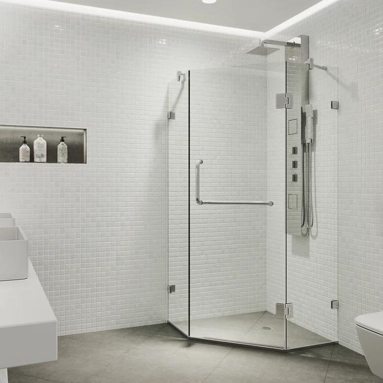 Piedmont 36" W x 36" D x 73" H Hinged Frameless Shower Enclosure with 3/8Clear Glass