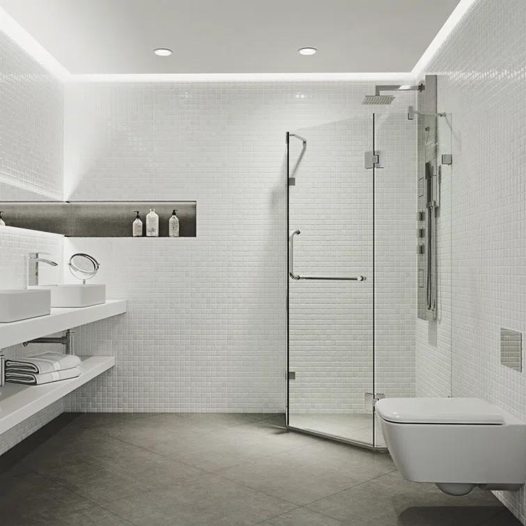 Piedmont 36" W x 36" D x 73" H Hinged Frameless Shower Enclosure with 3/8Clear Glass