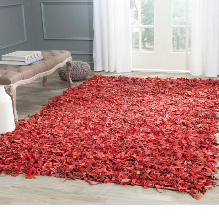 Schaefer Handwoven Leather Solid Color Rug