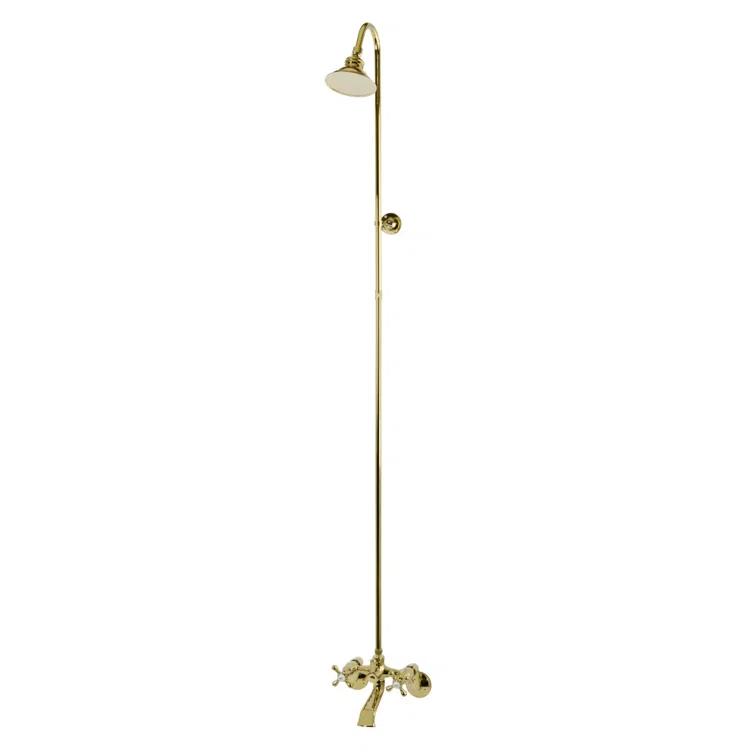 Kingston Brass Vintage Two-Handle 2-Hole Wall Mount Clawfoot Tub Faucet Package with Shower Combo
