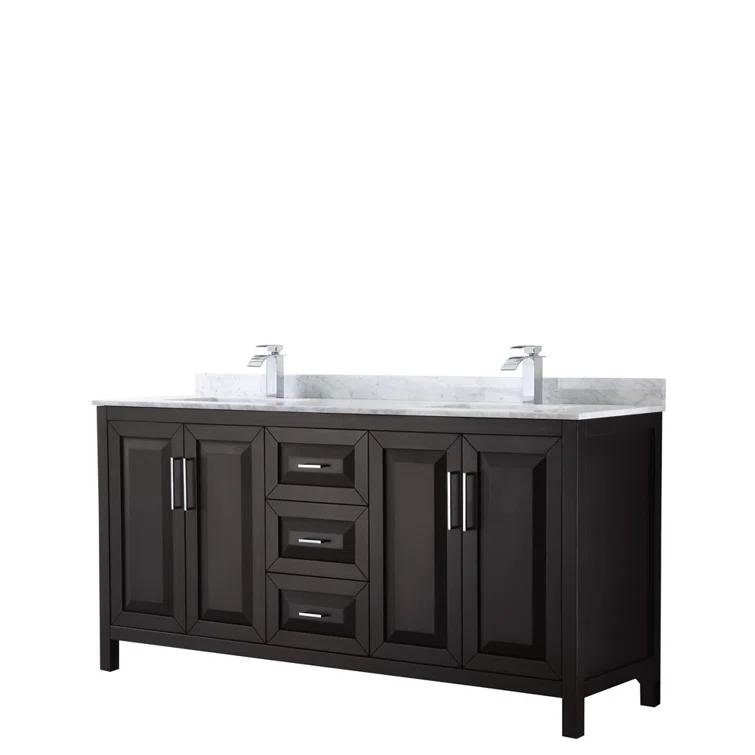 Wyndham Collection Daria 72'' Double Bathroom Vanity with Carrara Marble Top