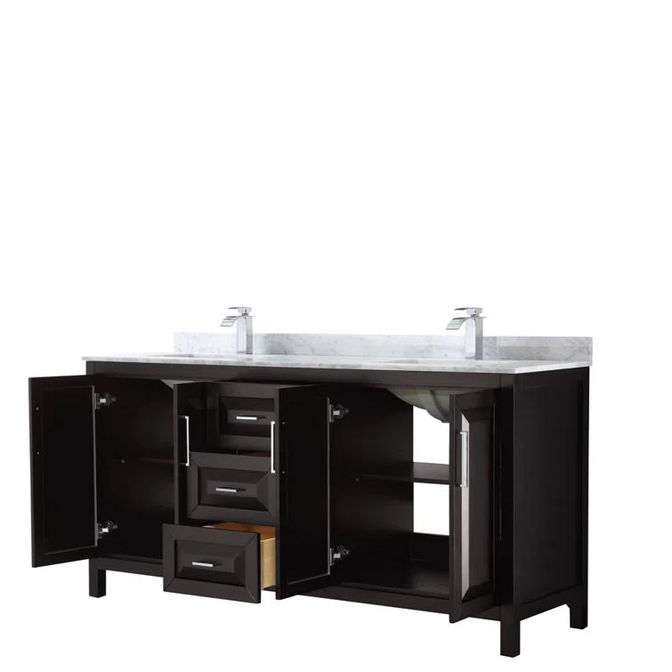 Wyndham Collection Daria 72'' Double Bathroom Vanity with Carrara Marble Top