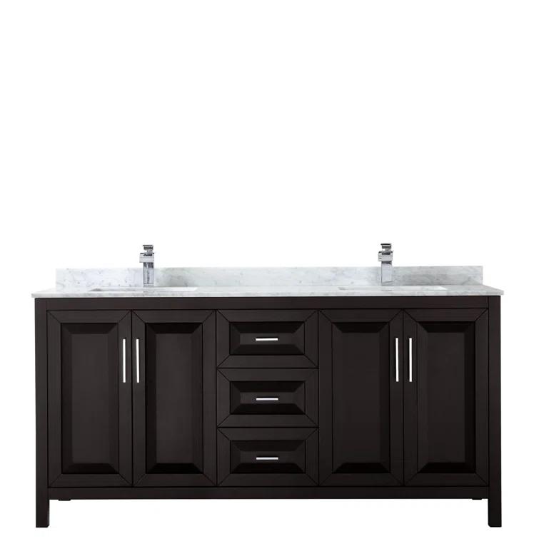 Wyndham Collection Daria 72'' Double Bathroom Vanity with Carrara Marble Top