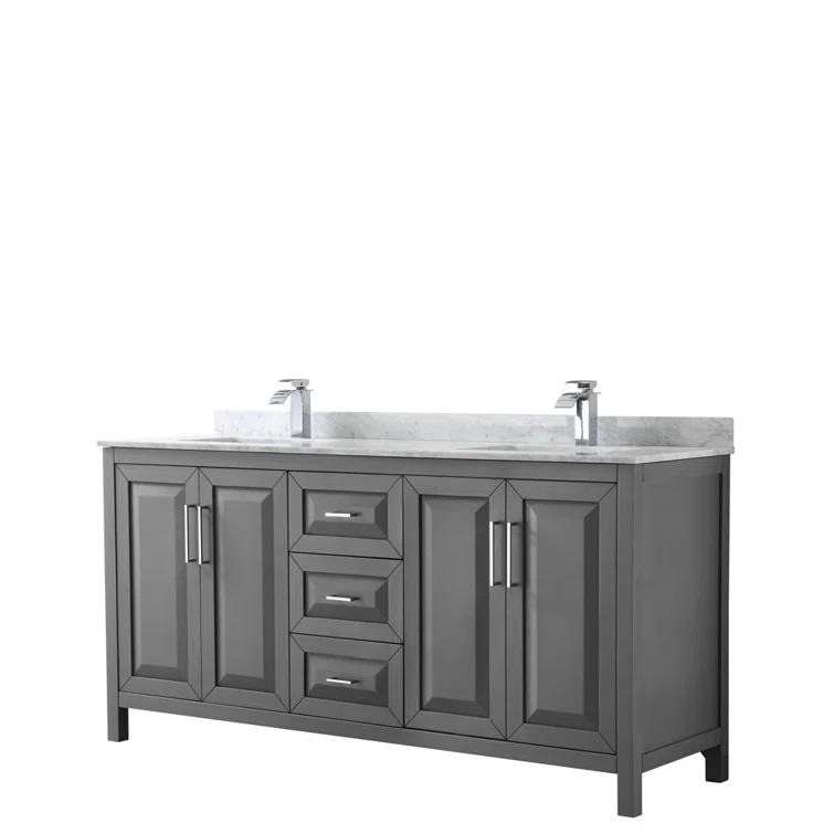 Wyndham Collection Daria 72'' Double Bathroom Vanity with Carrara Marble Top