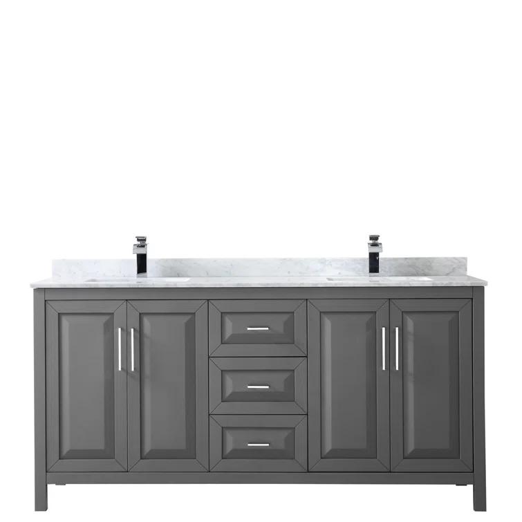 Wyndham Collection Daria 72'' Double Bathroom Vanity with Carrara Marble Top