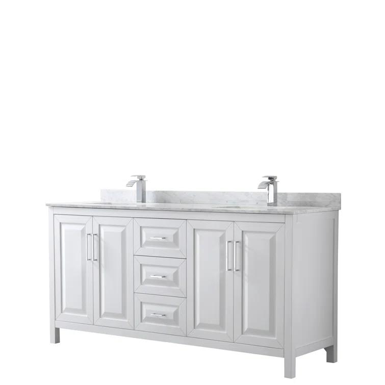 Wyndham Collection Daria 72'' Double Bathroom Vanity with Carrara Marble Top