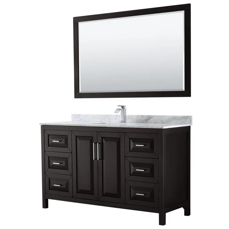 Wyndham Collection Daria 60'' Single Bathroom Vanity with Marble Top with Mirror