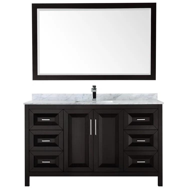 Wyndham Collection Daria 60'' Single Bathroom Vanity with Marble Top with Mirror