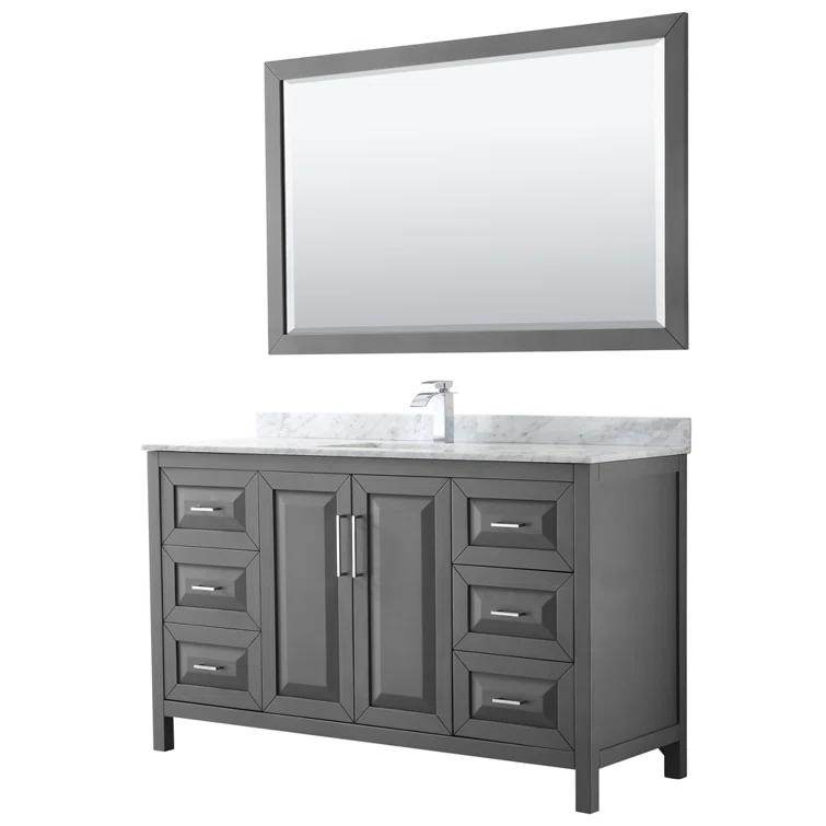 Wyndham Collection Daria 60'' Single Bathroom Vanity with Marble Top with Mirror