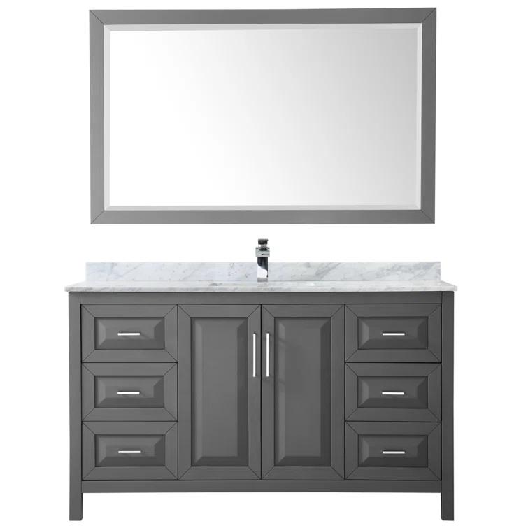 Wyndham Collection Daria 60'' Single Bathroom Vanity with Marble Top with Mirror