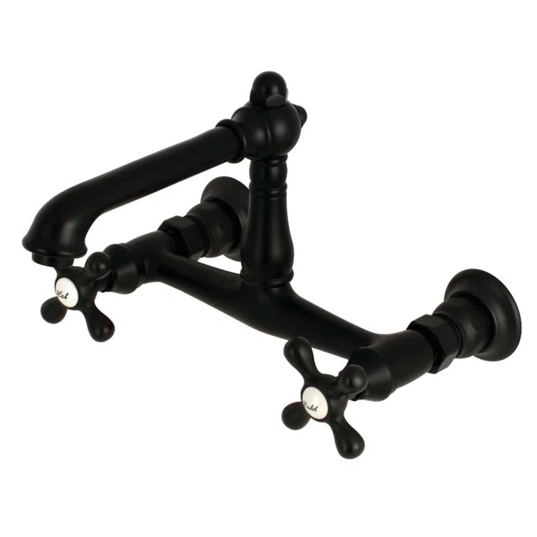 Kingston Brass English Country Two-Handle 2-Hole Wall Mount Bathroom Faucet