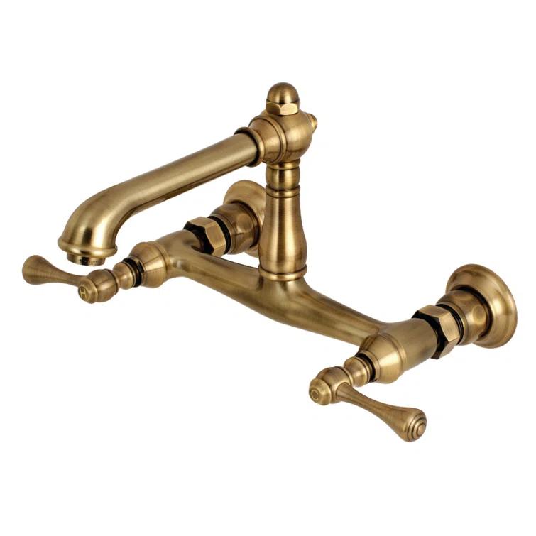 Kingston Brass English Country Two-Handle 2-Hole Wall Mount Bathroom Faucet