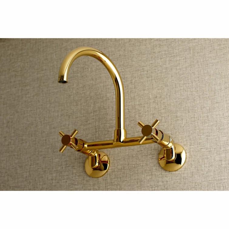 Kingston Brass Concord Double-Handle 2-Hole Wall-Mount Bridge Kitchen Faucet