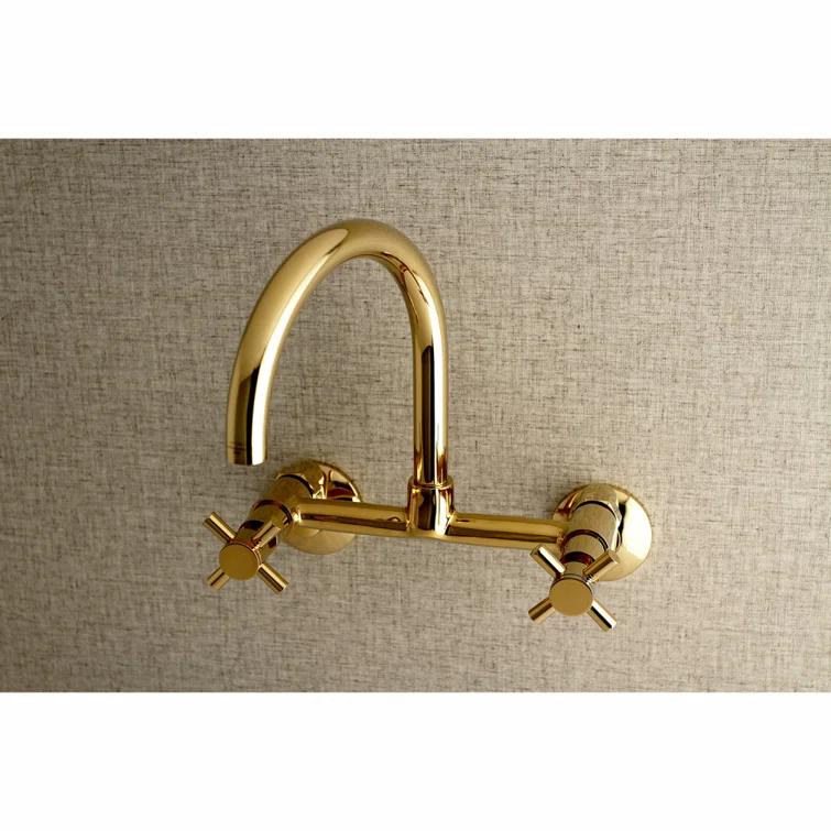 Kingston Brass Concord Double-Handle 2-Hole Wall-Mount Bridge Kitchen Faucet
