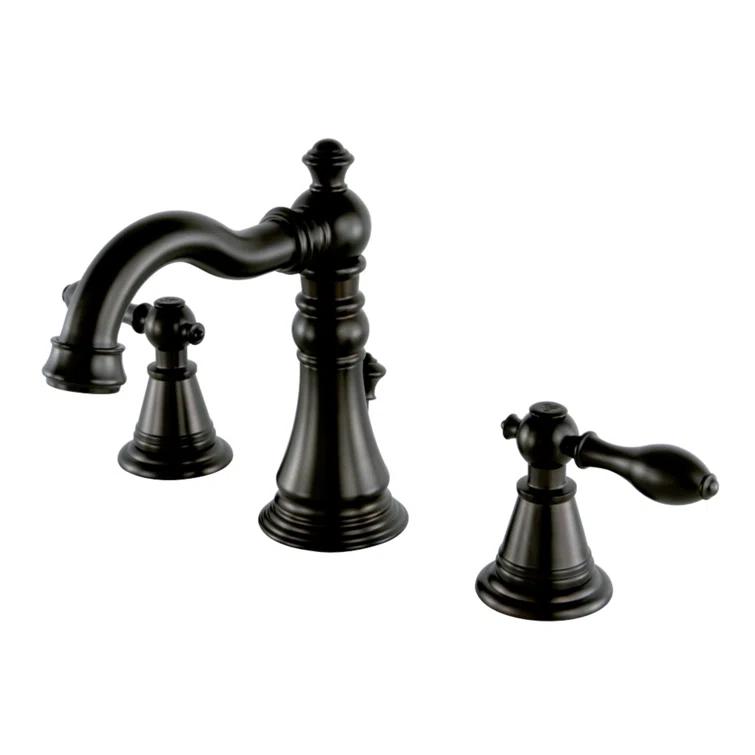 Kingston Brass English Classic Two-Handle 3-Hole Deck Mount Widespread Bathroom Faucet with Pop-Up Drain